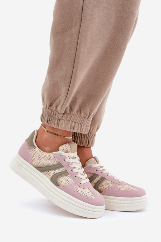 Sneaker-Stil Stiefel für Damen mit geflochtenem Obermaterial und Plattform in verschiedenen Farben von Lesida