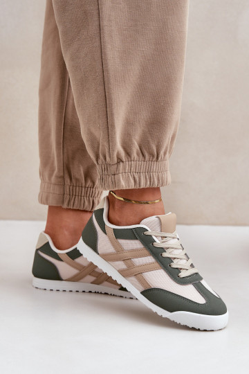 Niedrig Turnschuhe Freizeitschuhe Beige-grüne Farbe Eezore