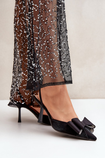 hochhackige Schuhe mit Bändern schZuarze Farbe Selatea 2