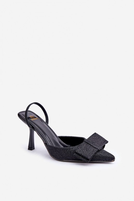 Glänzende High Heels mit Schleifen in Schwarz Gredan