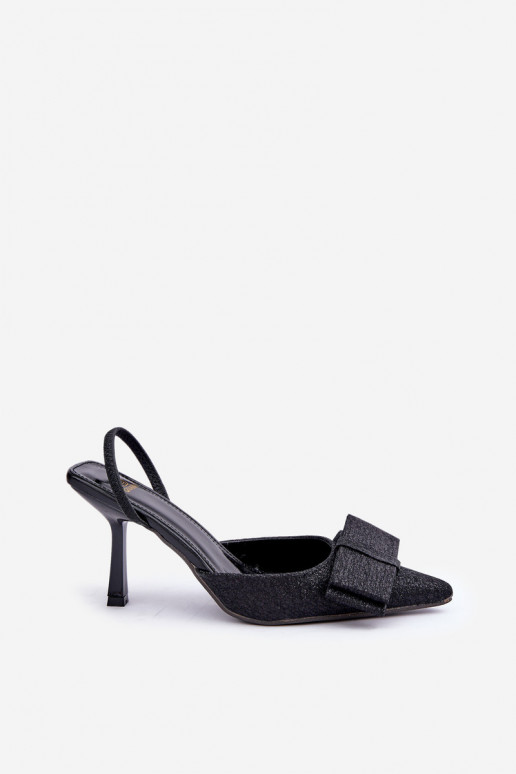 Glänzende High Heels mit Schleifen in Schwarz Gredan