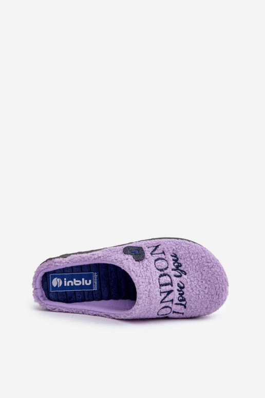 Hausschuhe für Damen mit Aufschrift und Fell Typ Baranek Inblu ET000027 in Violett