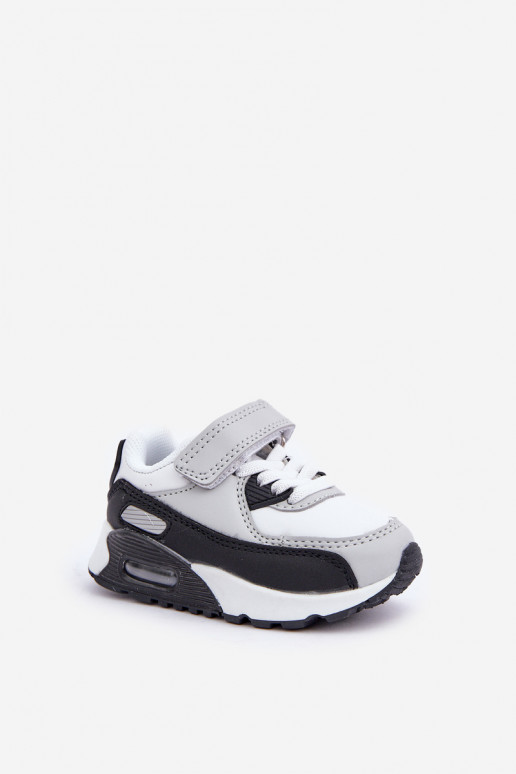 Sportliche Leder-Sneaker für Kinder mit Plattform in Weiß-Schwarz Lori