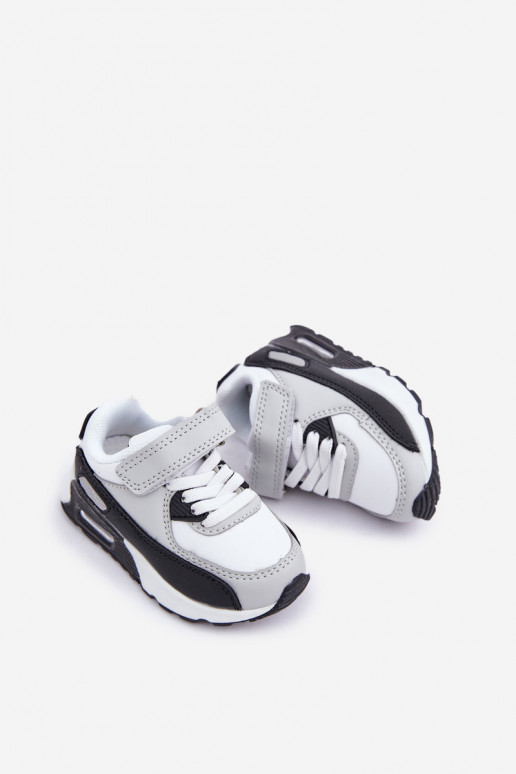 Sportliche Leder-Sneaker für Kinder mit Plattform in Weiß-Schwarz Lori