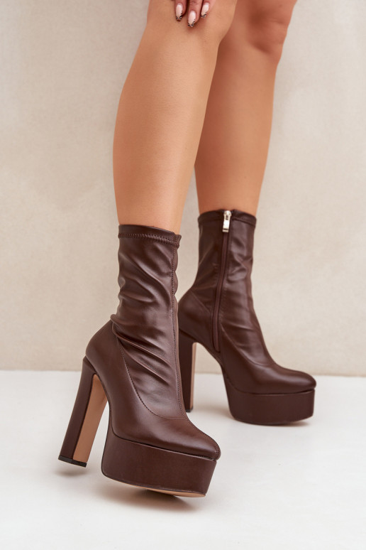 Stiefel Auf High Heels Aufzeichnen und Plattform dunkelbraun Tennira Stiefel Auf High Heels Aufzeichnen und Plattform dunkelbraun Tennira