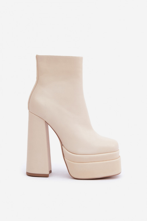 Stiefel mit einer Plattform I Aufzeichnen sich Zuarm laufen elfenbeinfarbe Selahra