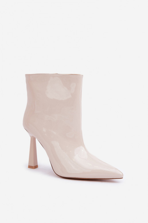 mit Lackeffekt Stiefel Ermöglicht Szpice Ein überzeugendes Stilvollll elfenbeinfarbe Seliri