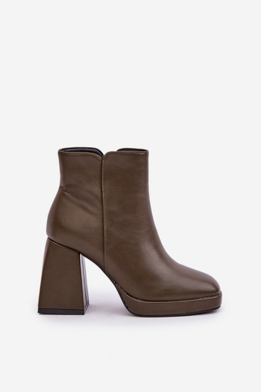 Stiefel Auf High Heels Aufzeichnen Eko Haut Khaki-Farbe-Farbe Selarae Stiefel Auf High Heels Aufzeichnen Eko Haut Khaki-Farbe-Farbe Selarae