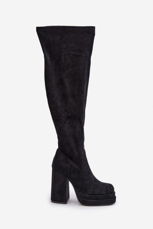 Knöchelhohe Stiefel mit Absatz und Plattform in Schwarz Nadelian