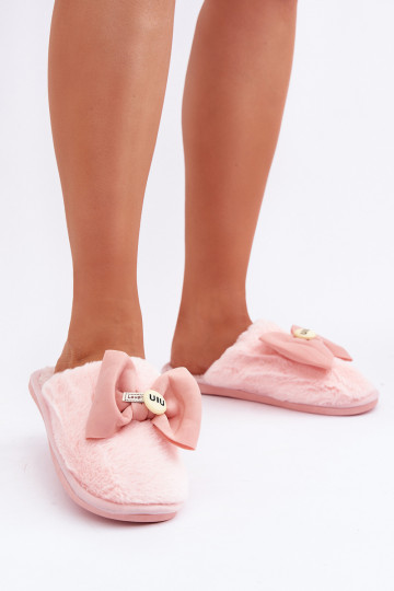 Hausschuhe Feminin mit Pelzmantel I Bogen pinke Farbe Olfedi 2