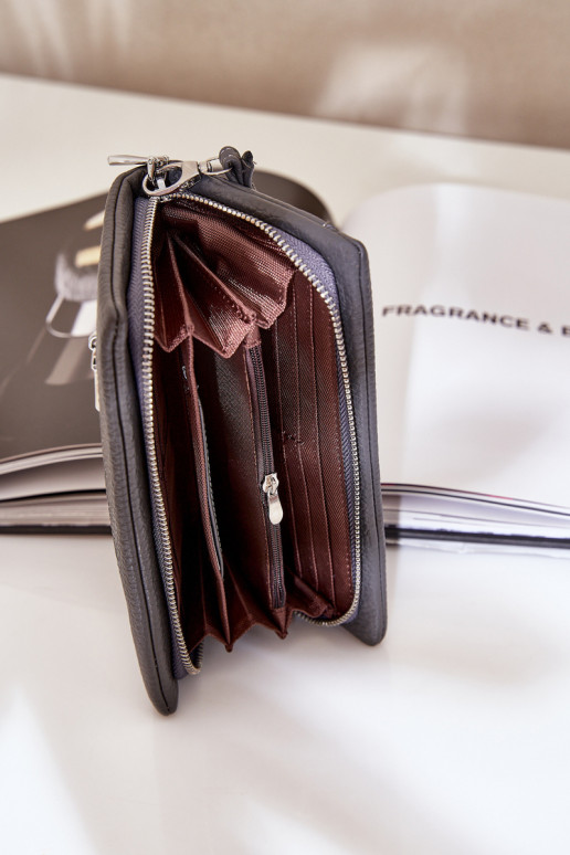 Große Damenbrieftasche mit Aufdruck aus Öko-Leder graue Farbe Es mussrtiel Große Damenbrieftasche mit Aufdruck aus Öko-Leder graue Farbe Es mussrtiel