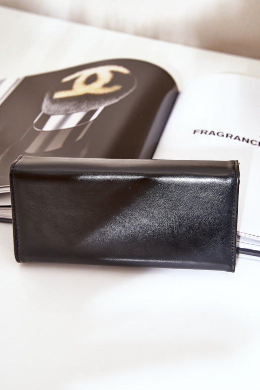 Eko Leder Gładki Damenbrieftasche schZuarze Farbe Erolia