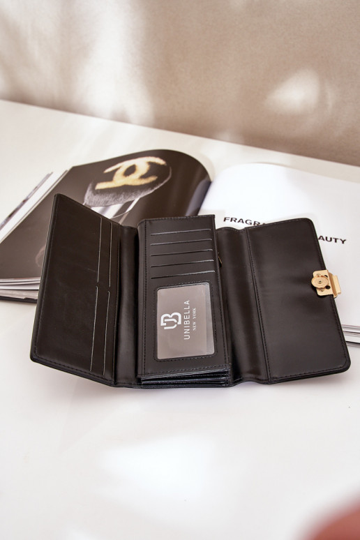 Eko Leder Gładki Damenbrieftasche schZuarze Farbe Erolia