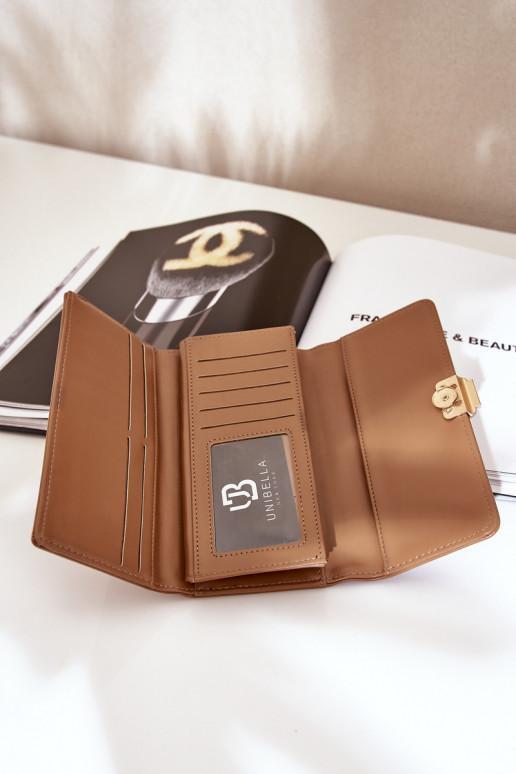 Eko Leder Gładki Damenbrieftasche DunkelBeige Erolia