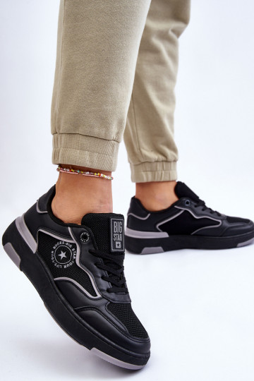 Damen-Sneaker im sportlichen Stil Big Star LL274443 in Schwarz und Grau
