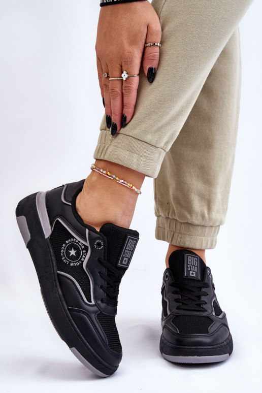 Feminin Sportlicher Stil Schuhe Big Star LL274443 SchZuarz und-graue Farbe