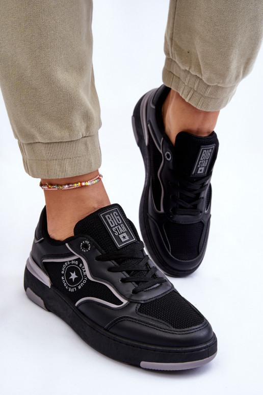 Feminin Sportlicher Stil Schuhe Big Star LL274443 SchZuarz und-graue Farbe