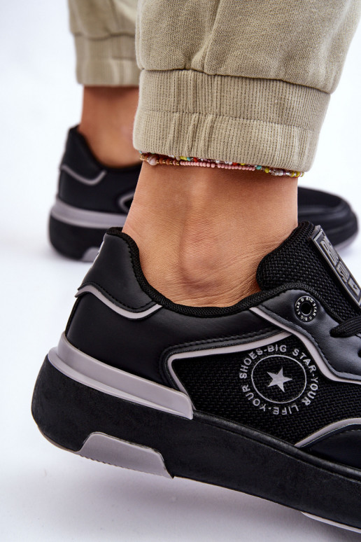 Feminin Sportlicher Stil Schuhe Big Star LL274443 SchZuarz und-graue Farbe
