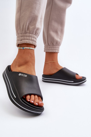 Big Star NN274A037 - Damen Pantoletten mit Plateau in Schwarz