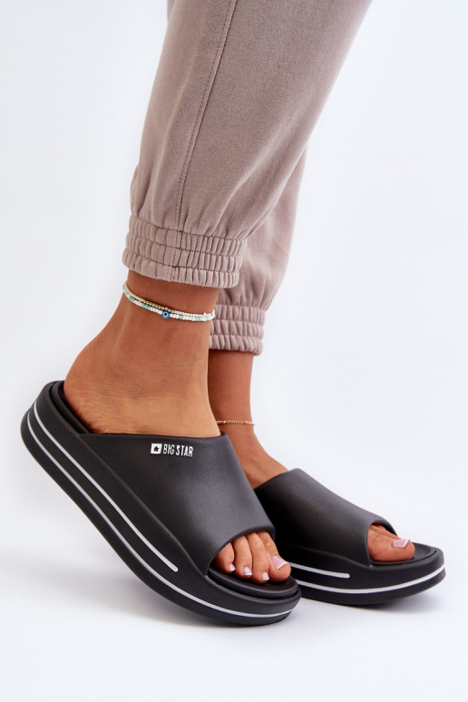 Big Star NN274A037 - Damen Pantoletten mit Plateau in Schwarz