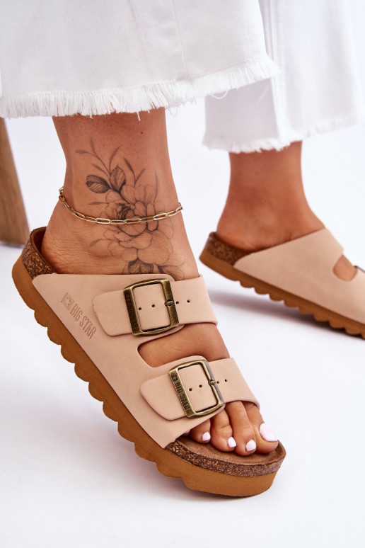 Klassisches Stilvollll Feminin Hausschuhe Big Star LL274478 Beige