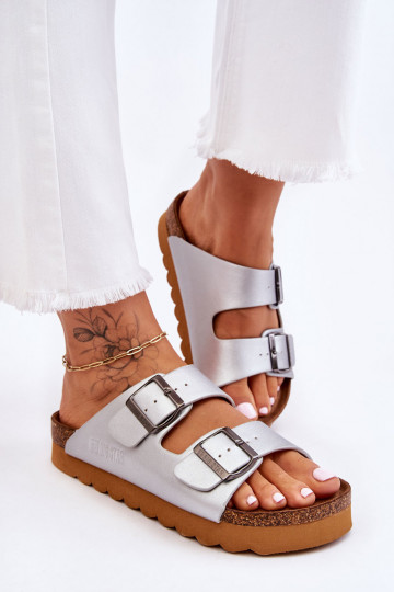 Klassisches Stilvollll Feminin Hausschuhe Big Star LL274476 Silberfarbe 2