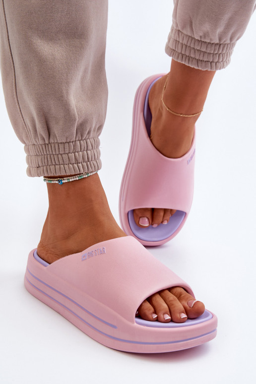 Damenhausschuhe mit einer Plattform Big Star NN274A035 pinke Farbe