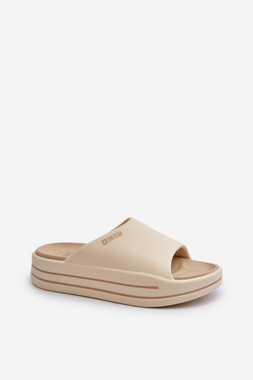 Damen Pantoletten mit Plateau Big Star NN274A034 in Sandfarbe