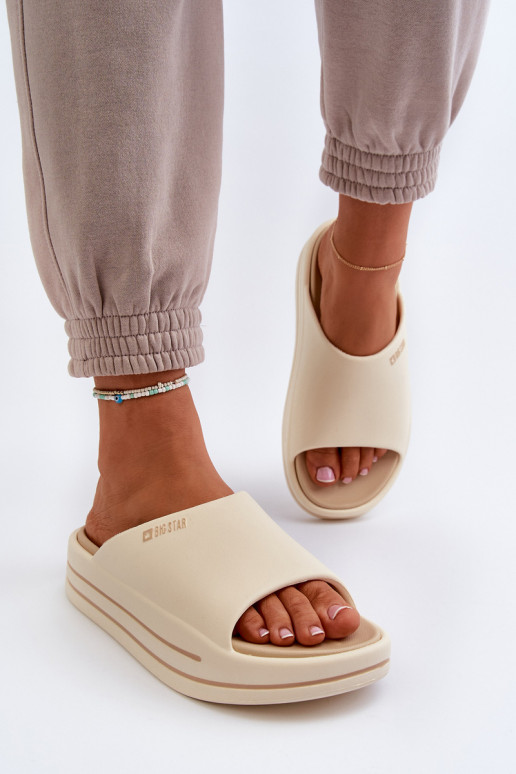 Damenhausschuhe mit einer Plattform Big Star NN274A034 Beige Damenhausschuhe mit einer Plattform Big Star NN274A034 Beige