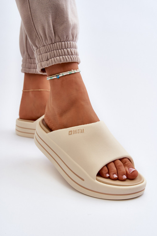 Damenhausschuhe mit einer Plattform Big Star NN274A034 Beige Damenhausschuhe mit einer Plattform Big Star NN274A034 Beige