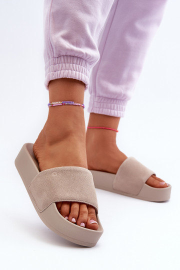 Damen Clogs auf Plattform aus Wildleder Big Star NN274A671 Beige