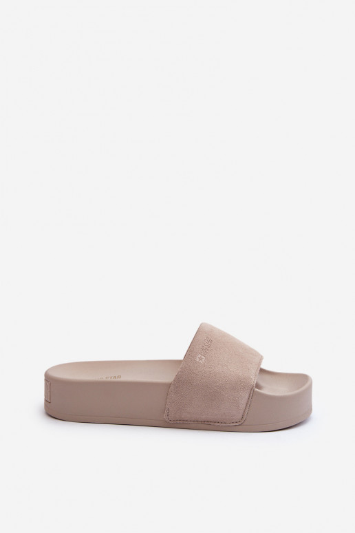 Feminin Hausschuhe mit einer Plattform aus INildleder Big Star NN274A671 Beige Feminin Hausschuhe mit einer Plattform aus INildleder Big Star NN274A671 Beige