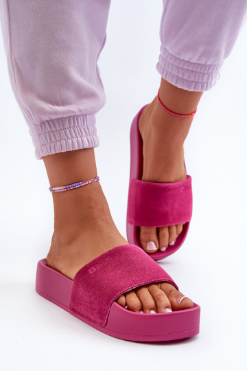 Damen Clogs auf Plattform aus Wildleder Big Star NN274A672 Fuchsia