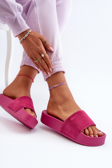 Feminin Hausschuhe mit einer Plattform aus INildleder Big Star NN274A672 pinke Farbe 2