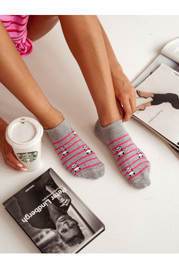 Socken Feminin BaZuełniane Pandabär I Streifen graue Farbe