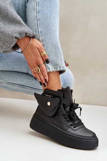 Groß Sneakers Stilvollllschuhe gegen Aufpreis mit einer Plattform schZuarze Farbe Saramis
