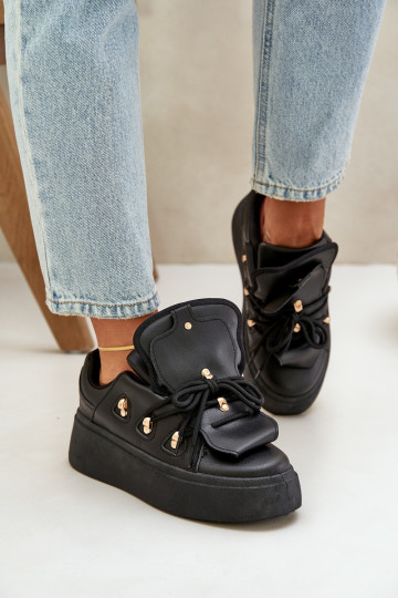 Sneakers Stilvollllschuhe Feminin mit einer Plattform schZuarze Farbe Dolistana