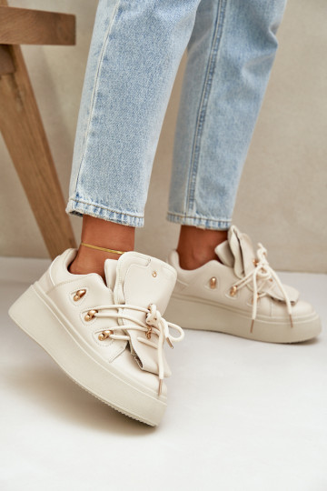 Sneakers Stilvollllschuhe Feminin mit einer Plattform Beige Dolistana 2