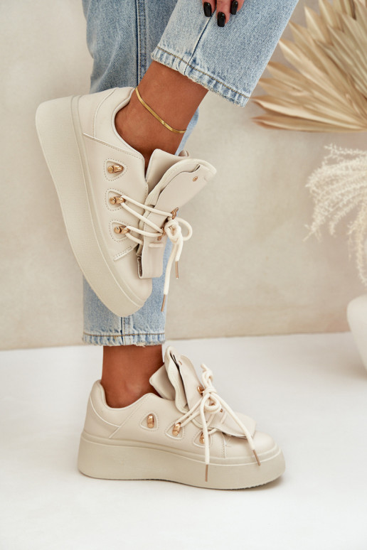 Sneakers Stilvollllschuhe Feminin mit einer Plattform Beige Dolistana Sneakers Stilvollllschuhe Feminin mit einer Plattform Beige Dolistana