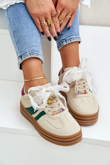 Sneakers Damen mit Z-Accessoires in Sandfarbe Jariana