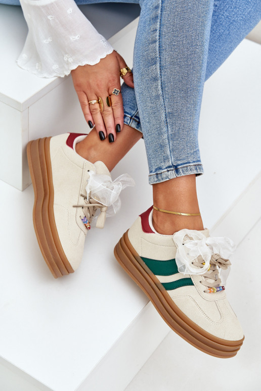 Sneakers Stilvollllschuhe Feminin Z Przypinkami Beige Jariana Sneakers Stilvollllschuhe Feminin Z Przypinkami Beige Jariana