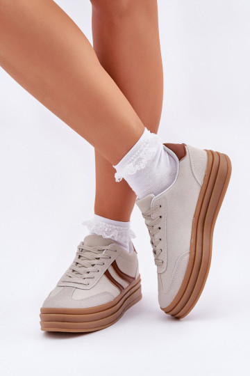 Stilvoll Sneakers Stilvollllschuhe mit einer Plattform graue Farbe DoriZua