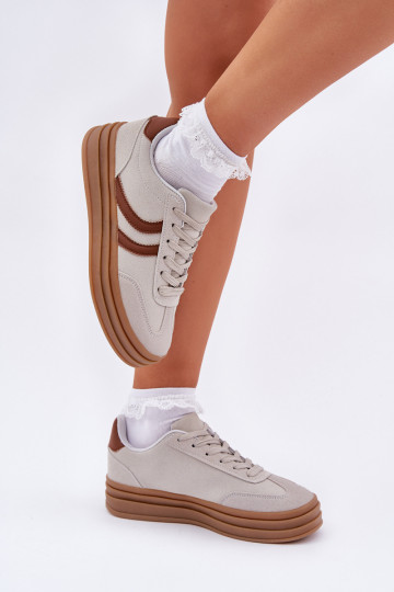 Stilvoll Sneakers Stilvollllschuhe mit einer Plattform graue Farbe DoriZua 2