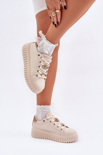 Sneakers Stilvollllschuhe Feminin Z Przypinkami Beige Grelesi 2