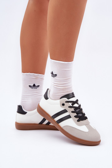 Turnschuhe mit flacher Sohle Turnschuhe Feminin INeiß-schZuarze Farbe Loredis 2