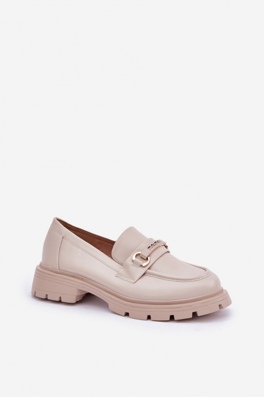 Klassisches Stilvollll Mokassins für Damen aus Öko-Leder Beige Savethira Klassisches Stilvollll Mokassins für Damen aus Öko-Leder Beige Savethira