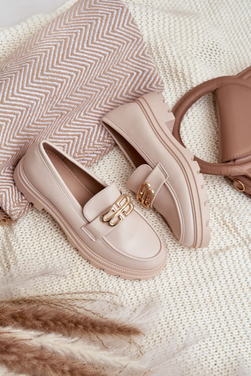 Klassisches Stilvollll Mokassins für Damen aus Öko-Leder Beige Savethira Klassisches Stilvollll Mokassins für Damen aus Öko-Leder Beige Savethira