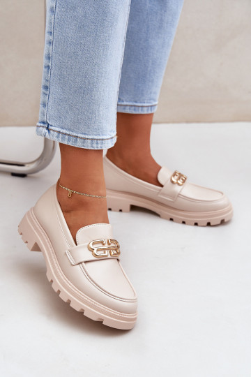 Mokassins für Damen Ze goldene Farbem Detalem Beige Trionna 2