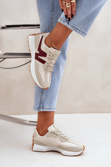 Turnschuhe Sneakers Stilvollllschuhe Feminin Beige-Burgund Britma