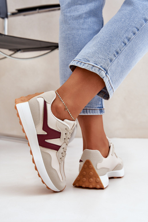 Turnschuhe Sneakers Stilvollllschuhe Feminin Beige-Burgund Britma